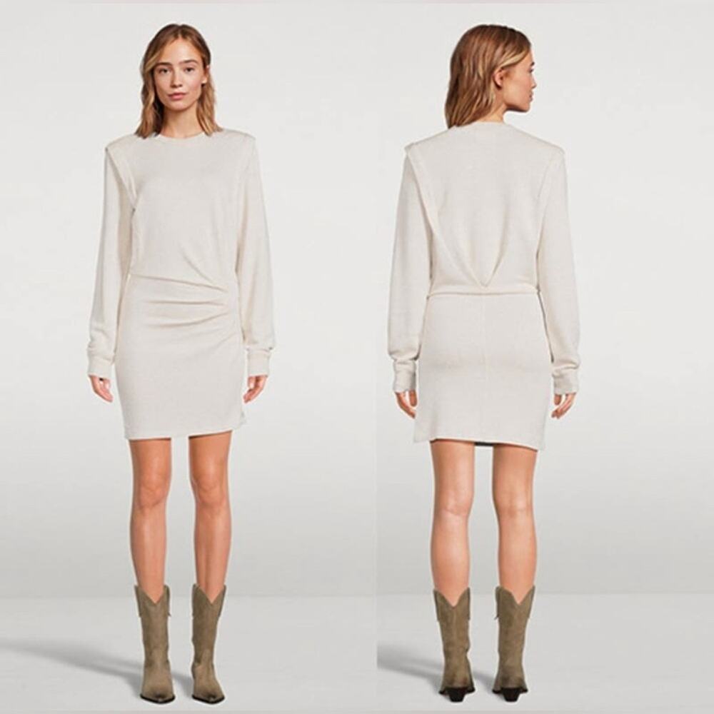Isabel Marant Etoile Michaela Dress Women L Gray NWT Sweatshirt Mini Long Sleeve